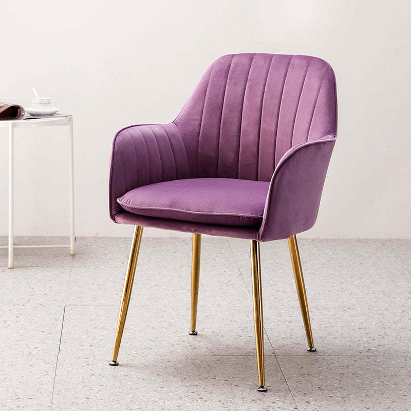 Nordic Trapezoidal Striped Velvet Steel Vanity Stool