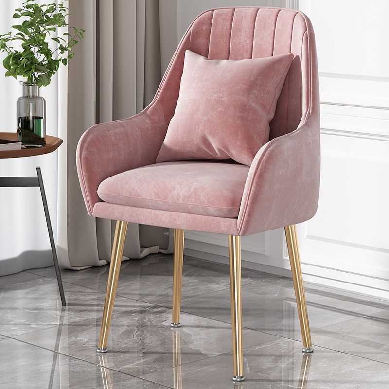 Scandinavian Velvet Leather Metal Vanity Stool — Emulsion / Gray & Gold / Velvet