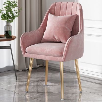 Scandinavian Velvet Leather Metal Vanity Stool — Emulsion / Gray & Gold / Velvet