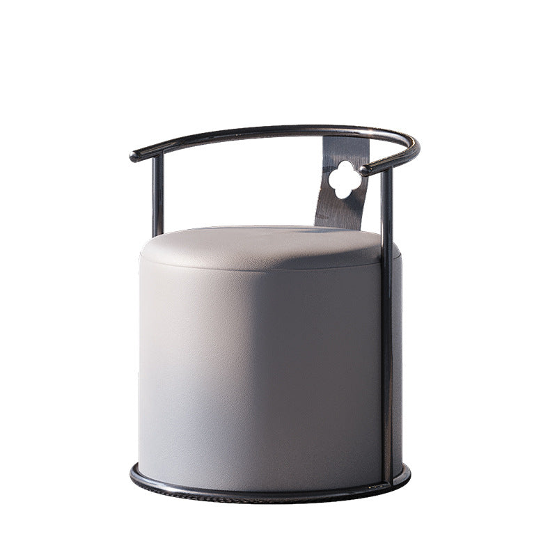 Contemporary Microfiber Leather Cylinder Vanity Stool