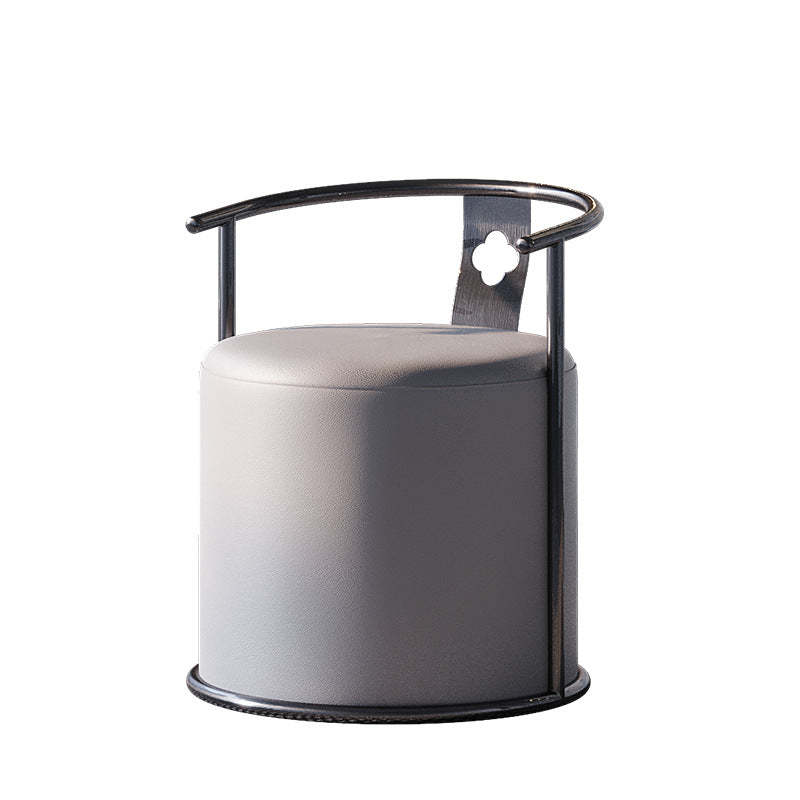 Contemporary Microfiber Leather Cylinder Vanity Stool