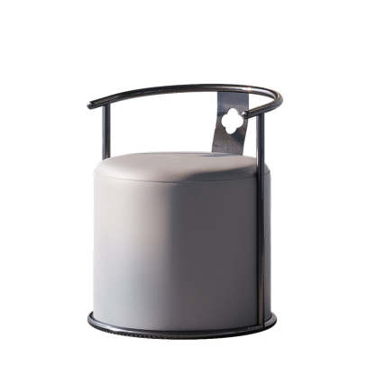 Contemporary Microfiber Leather Cylinder Vanity Stool
