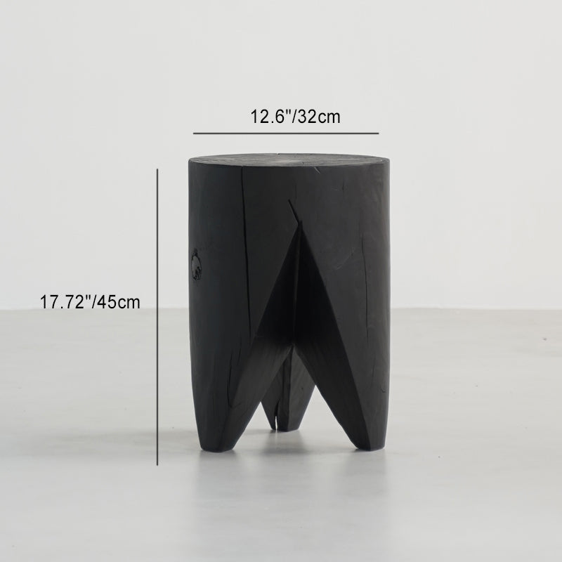 Japanese Wabi-Sabi Wood Geometric End Table