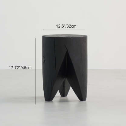Japanese Wabi-Sabi Wood Geometric End Table