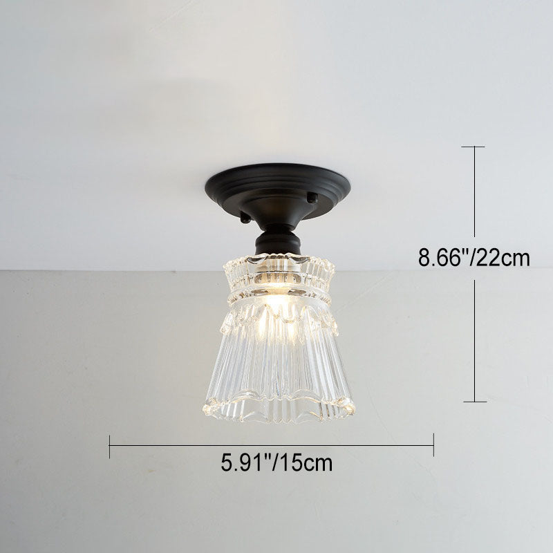 Nordic Vintage Glass Floral Geometry Semi-Flush Light
