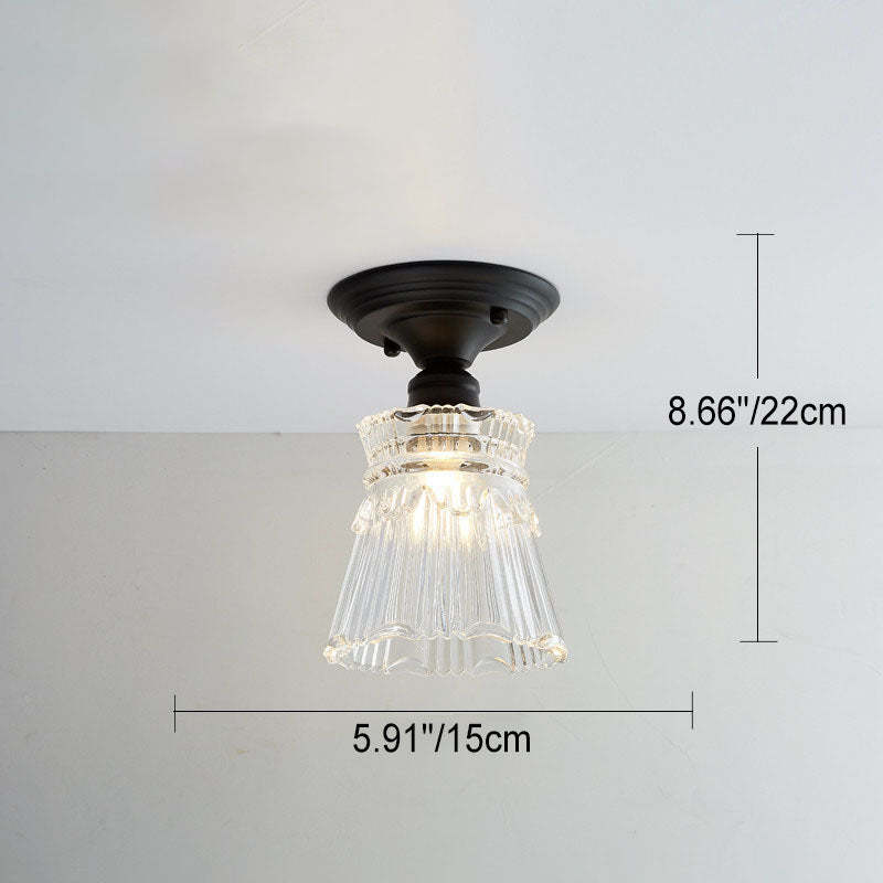 Nordic Vintage Glass Floral Geometry Semi-Flush Light