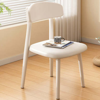 Minimalist Leather Fabric Wood Dining Chair