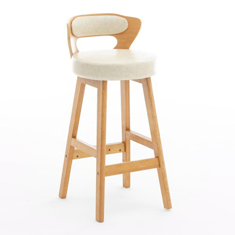 Modern PU Leather Wood Low-Back Bar Stool