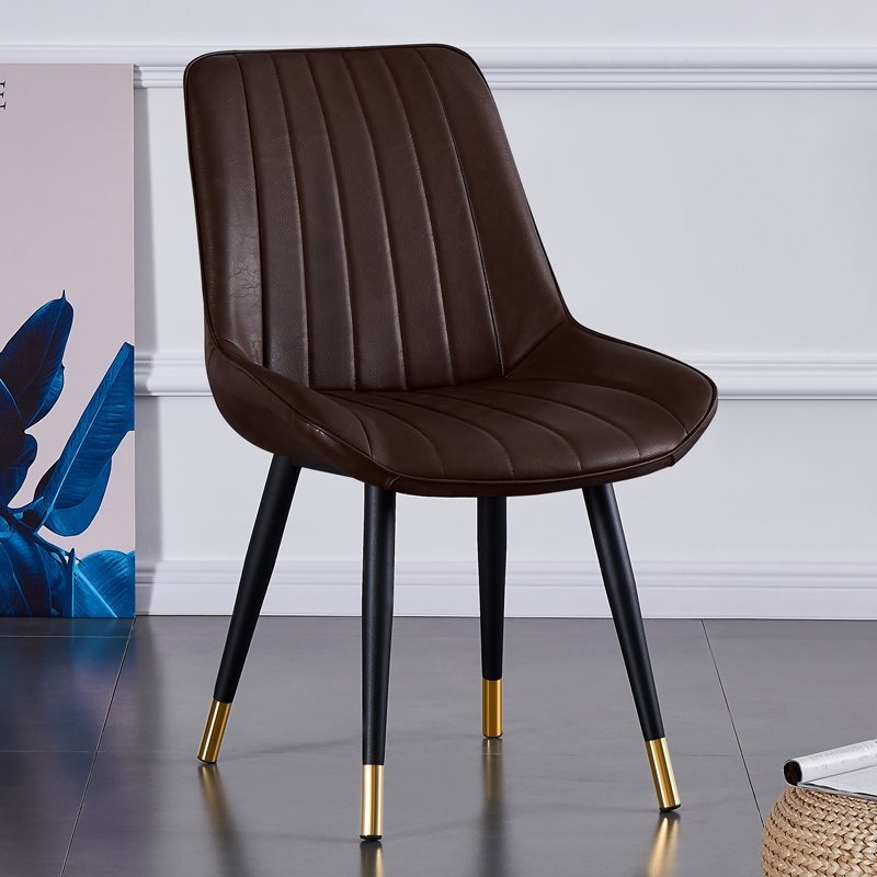 Modern Curved Leather Metal Dining Chair