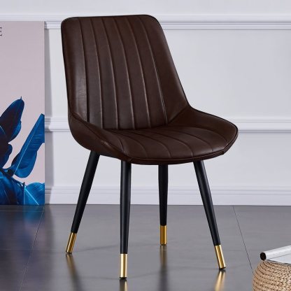Modern Curved Leather Metal Dining Chair