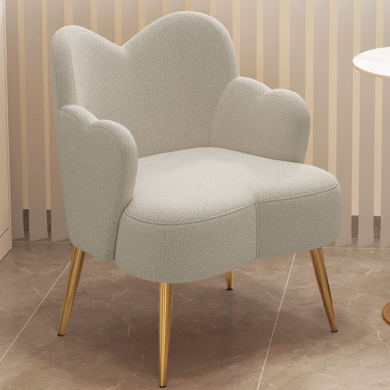 Minimalist Cream Curve Lambswool Vanity Stool