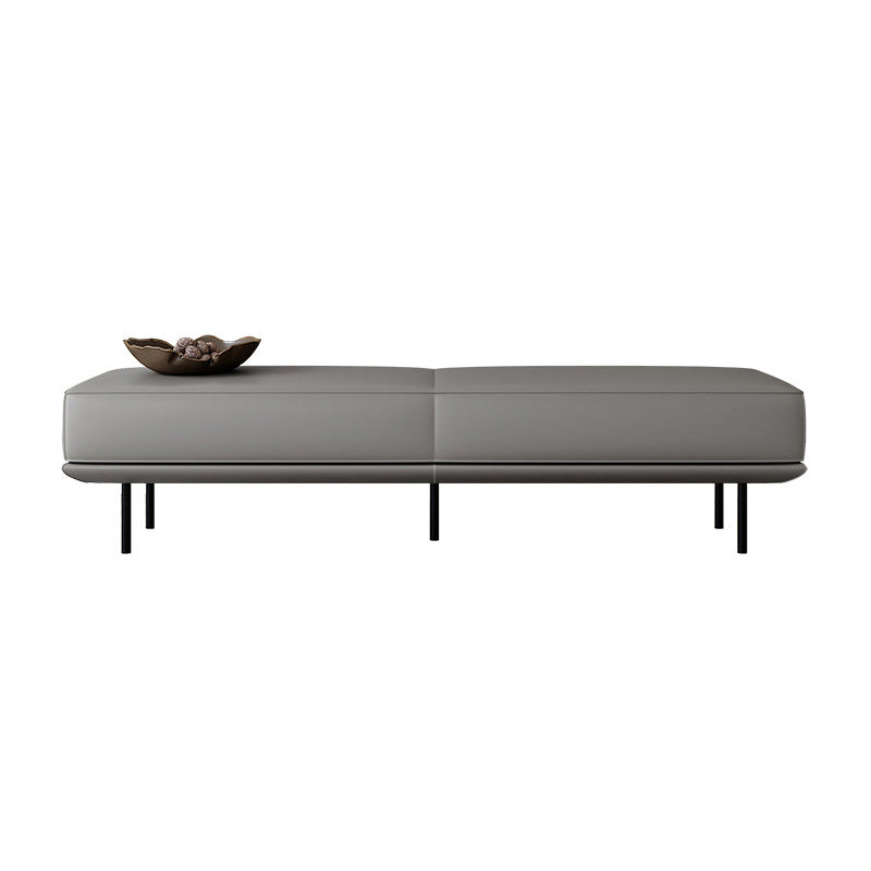 Minimalist Microfiber Leather Wood Rectangular Low Stool