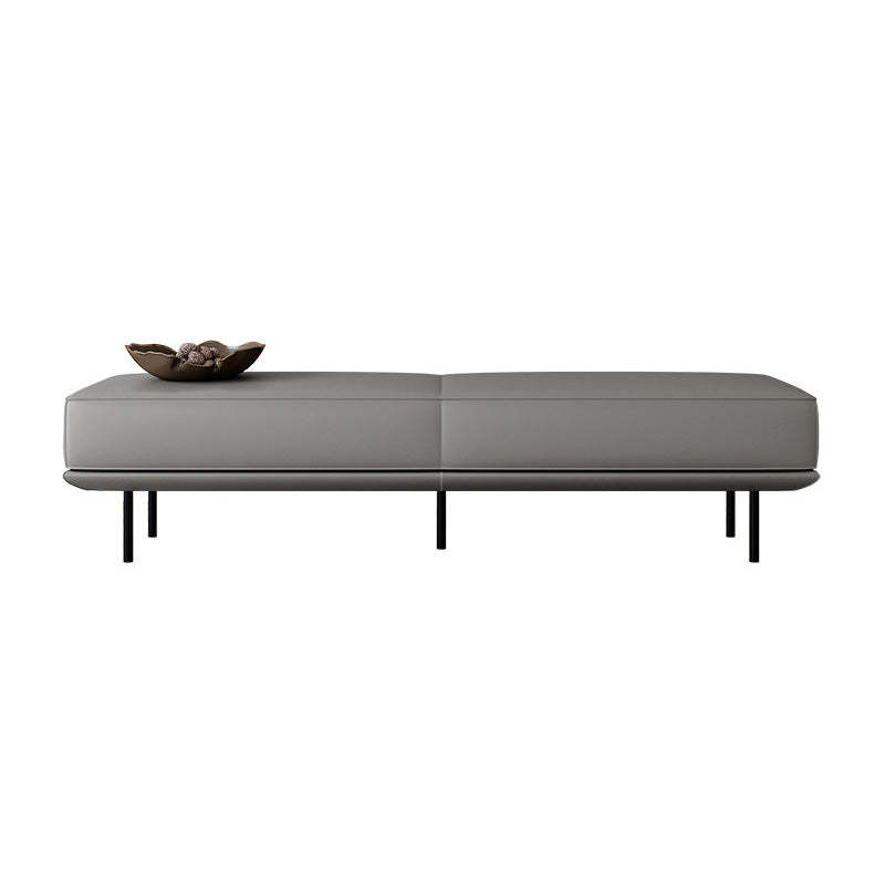 Minimalist Microfiber Leather Wood Rectangular Low Stool