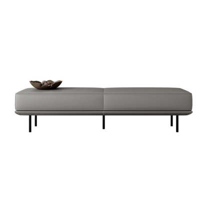 Minimalist Microfiber Leather Wood Rectangular Low Stool