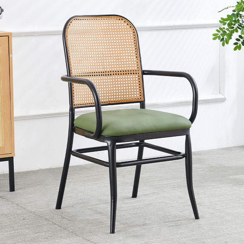 Vintage Rattan Leather Dining Chair