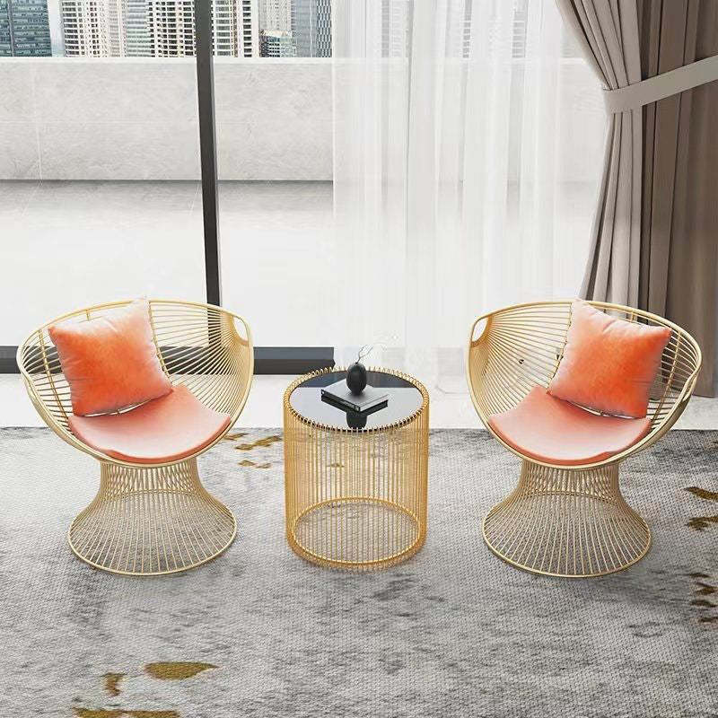 Luxury Oval Curved Upholstered Iron Chair