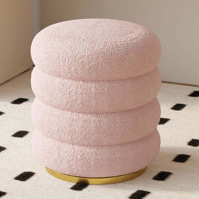 Lighom minimalist lambswool cylinder metal vanity stools — Pink