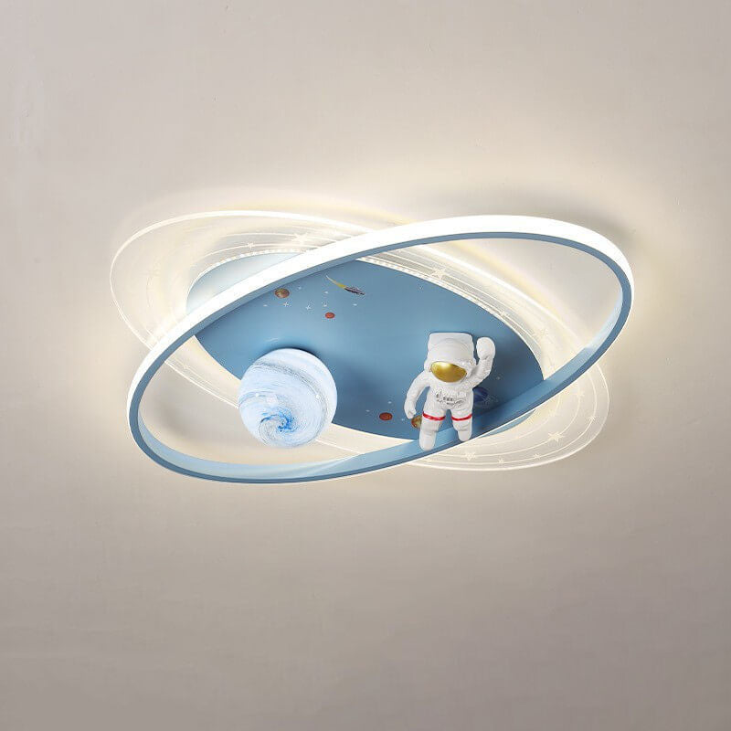 Cartoon Astronaut Moon Acrylic LED Kids Flush Ceiling Light