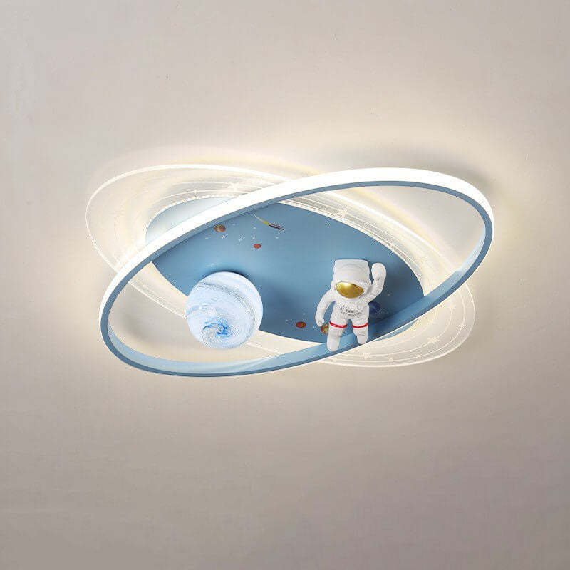 Cartoon Astronaut Moon Acrylic LED Kids Flush Ceiling Light