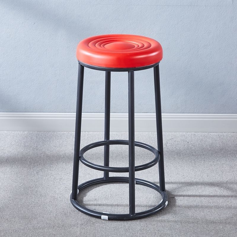 Modern Leather Steel Cotton Round Bar Stool