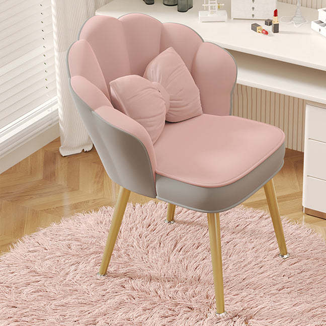 Minimalist Petal Fabric Wood Vanity Stool