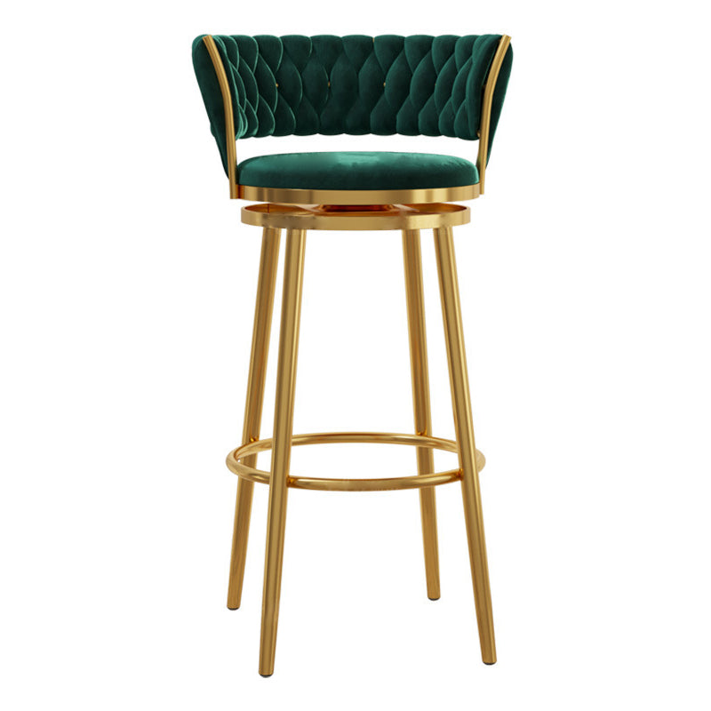 Contemporary Round Velvet Swivel Bar Stool