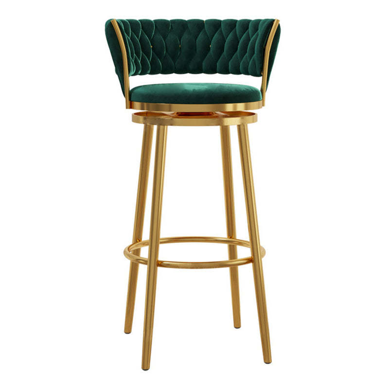 Contemporary Round Velvet Swivel Bar Stool