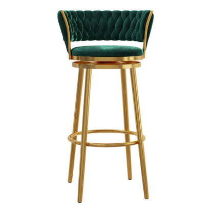 Contemporary Round Velvet Swivel Bar Stool