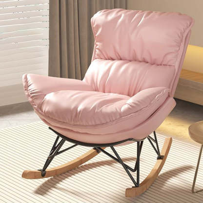 Contemporary Fabric Upholstered Rocking Chair — Without Footrest / Pink