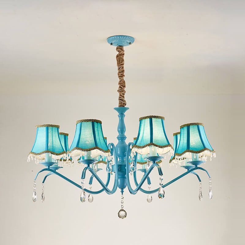 Modern Cone Iron Crystal Fabric Chandelier