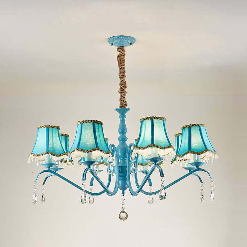 Modern Cone Iron Crystal Fabric Chandelier