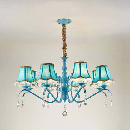 Modern Cone Iron Crystal Fabric Chandelier