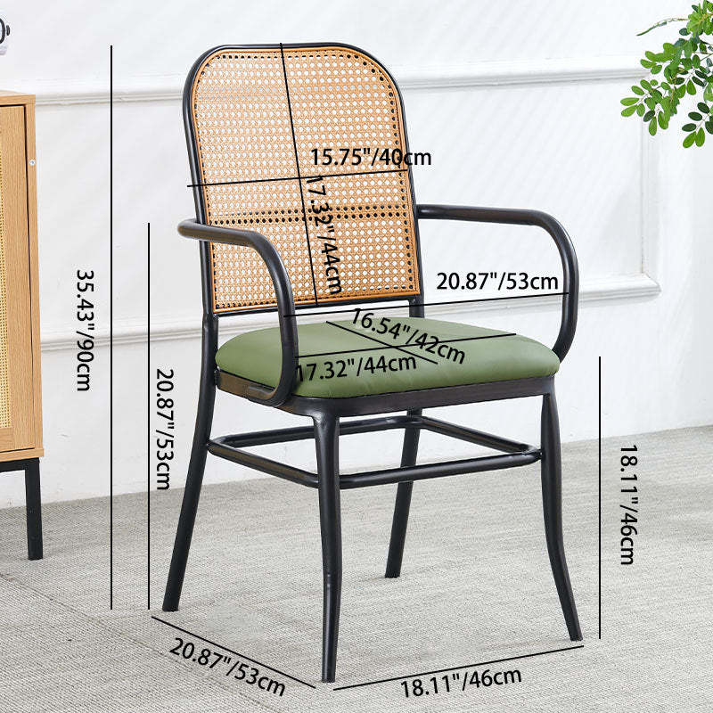 Vintage Rattan Leather Dining Chair — White