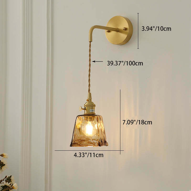 Modern Eclectic Amber Glass Geometric Jar Sconce — C / 110V-120V For US/CA