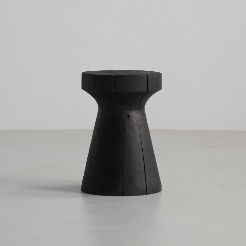 Japanese Wabi-Sabi Wood Geometric End Table — O