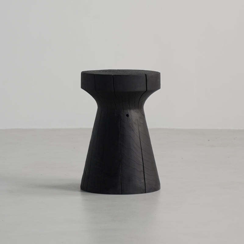 Japanese Wabi-Sabi Wood Geometric End Table — O