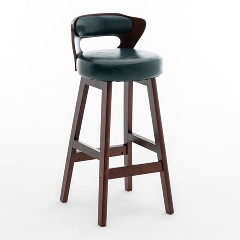 Modern PU Leather Wood Low-Back Bar Stool