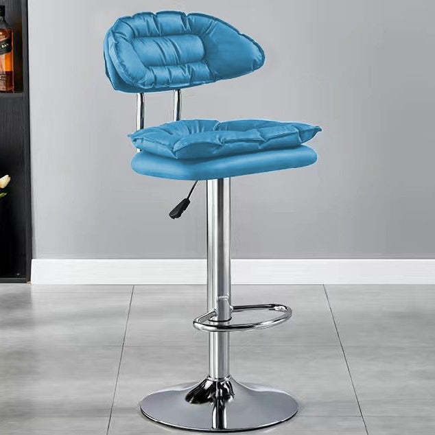 Modern Fabric Iron Semicircular Counter Stool — Low / Light Gray / Black