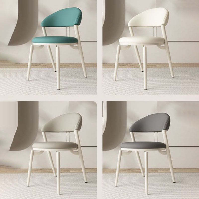 Nordic Leather Upholstered Steel Open Back Dining Chair