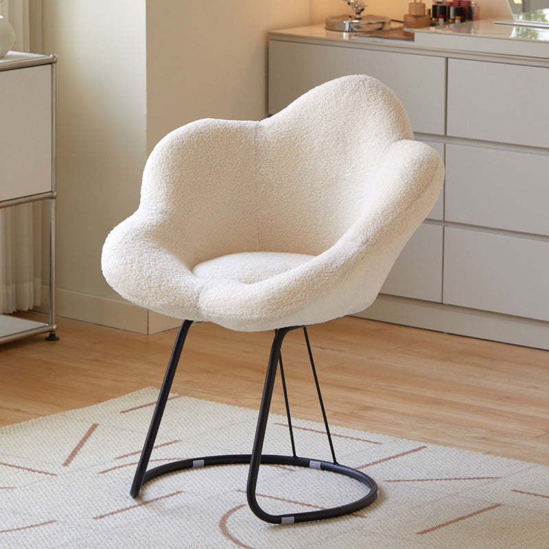 Contemporary Petal Velvet Arc-Metal-Leg Vanity Stool