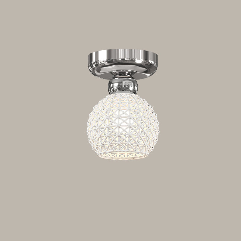 Modern Cream Iron Lace Round 1-Light Ceiling Light — E / Silver / 220V-240V For UK/AU