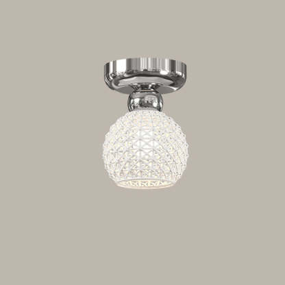 Modern Cream Iron Lace Round 1-Light Ceiling Light — E / Silver / 220V-240V For UK/AU