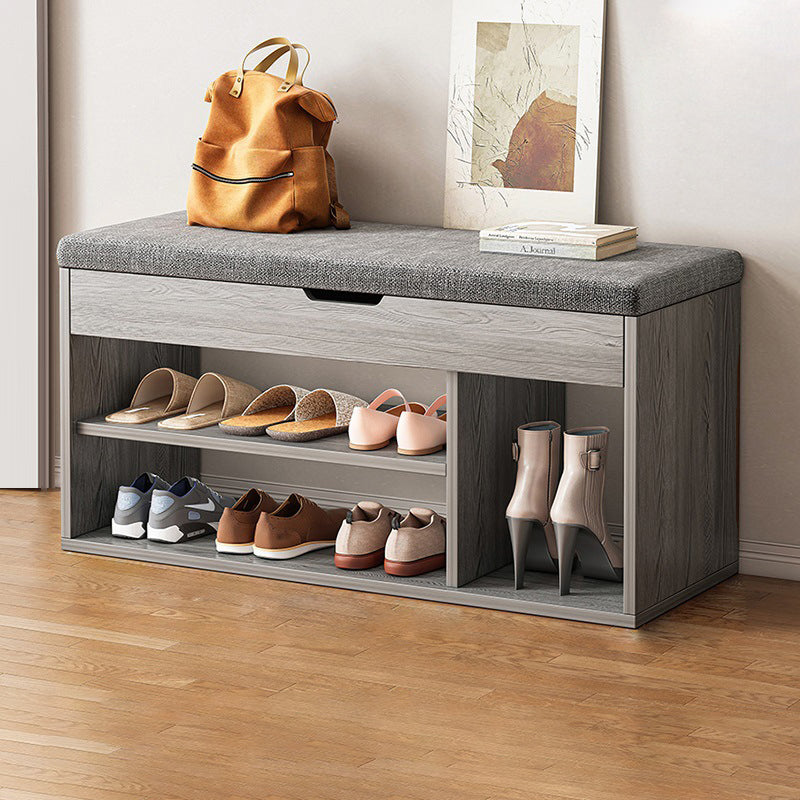 Minimalist Fabric PU Leather Wood 3-Tier Shoe Rack