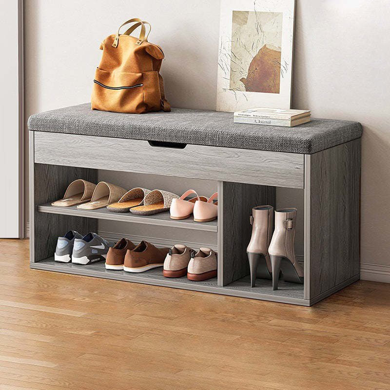 Minimalist Fabric PU Leather Wood 3-Tier Shoe Rack