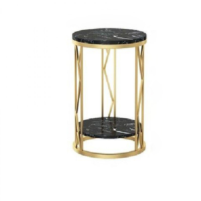 Luxury Round Iron Rock Slab Coffee Table