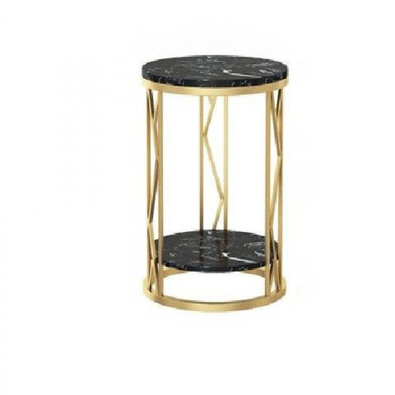 Luxury Round Iron Rock Slab Coffee Table