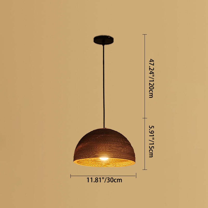 Retro Paper Elliptic Bell Trapezoid Polygonal Pendant Light