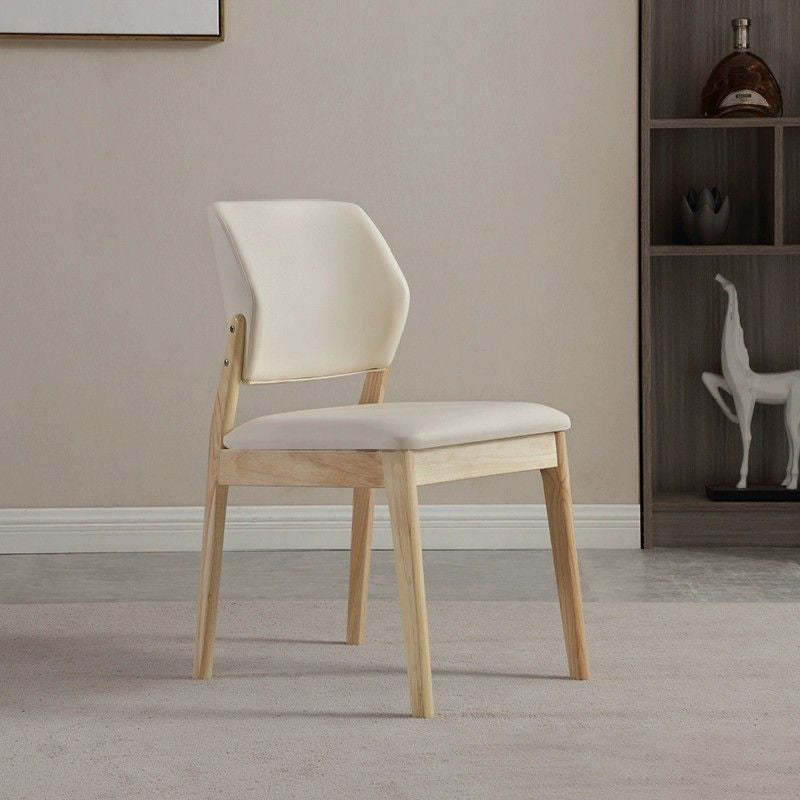Nordic open-back faux dining chairs & benches in leather — Beige / Natural