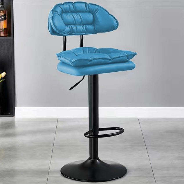 Modern Fabric Iron Semicircular Counter Stool — High / Green / Black