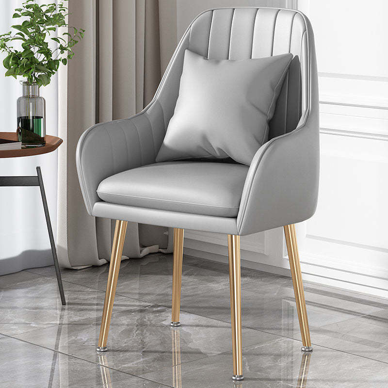 Scandinavian Velvet Leather Metal Vanity Stool — Emulsion / Beige & Gold / Velvet